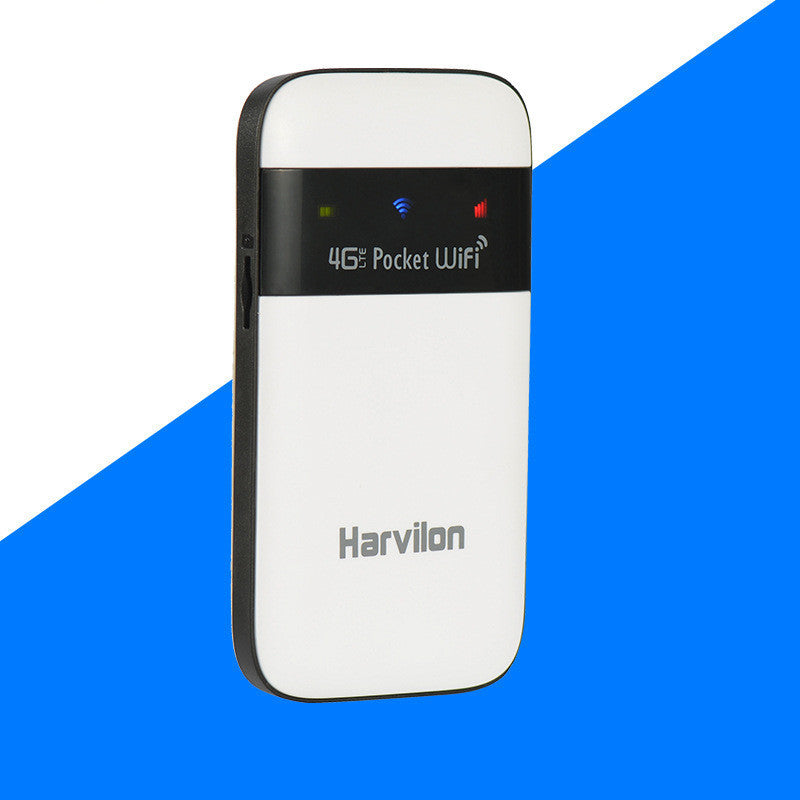 Harvilon 4G pocket WiFi device on a blue background