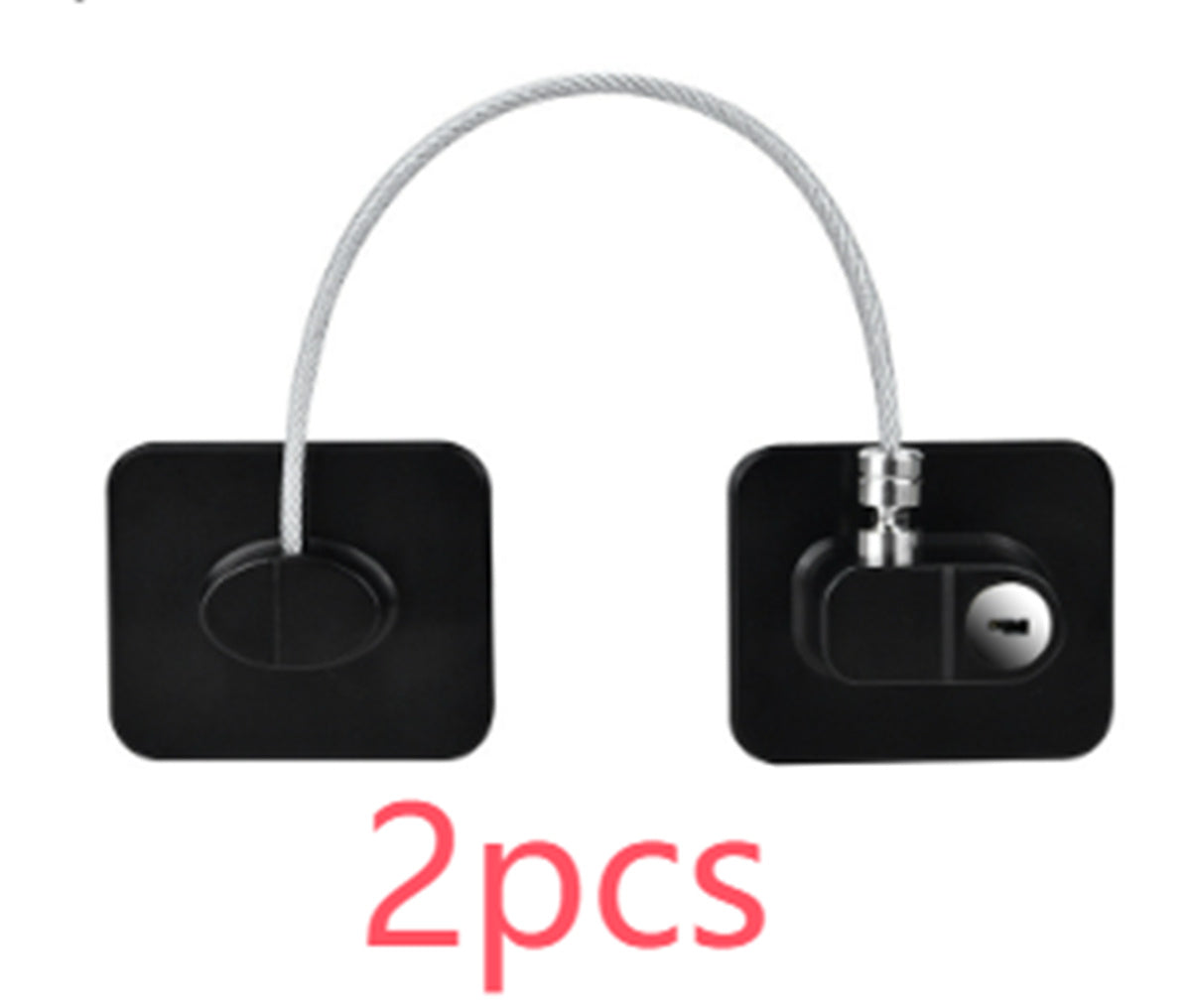 Child safety window and door lock with steel cable and adhesive base for baby-proofing cabinets, windows, and doors