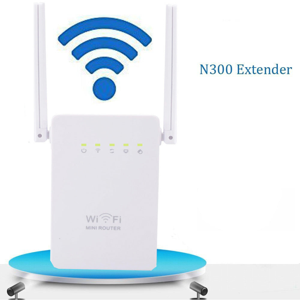 Wi-Fi range extender with antennas on a white background