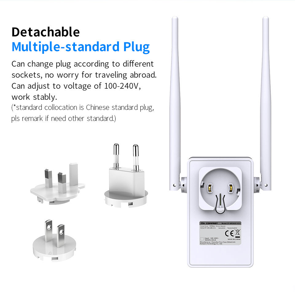 Multiple-standard plug with detachable design on a white background