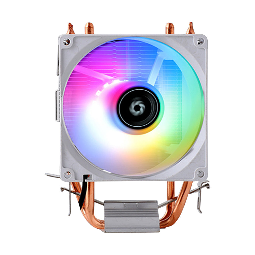 Computer cooling fan with RGB lighting on a white background