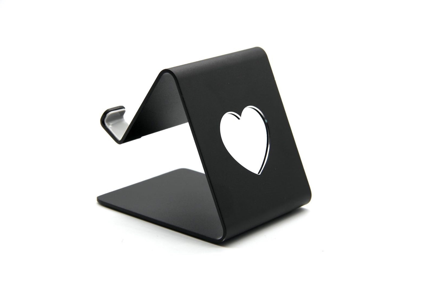 Adjustable aluminum alloy phone and tablet stand for desk use, compatible with iPhone, iPad, and Android devices