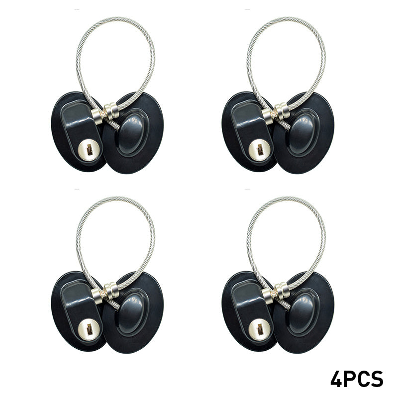 Child safety window and door lock with steel cable and adhesive base for baby-proofing cabinets, windows, and doors