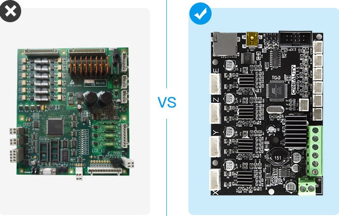 Two electronic circuit boards side by side with a 'VS' label.