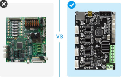 Two electronic circuit boards side by side with a 'VS' label.