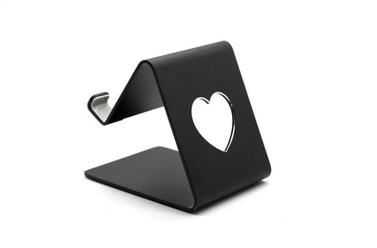 Adjustable aluminum alloy phone and tablet stand for desk use, compatible with iPhone, iPad, and Android devices