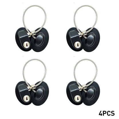 Child safety window and door lock with steel cable and adhesive base for baby-proofing cabinets, windows, and doors