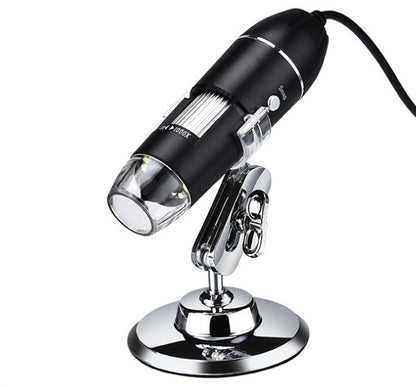 USB digital microscope with 1600X magnification, LED lighting, and stand for home lab, electronics repair, and STEM education